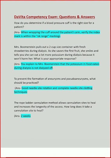 Davita Competency Exam Questions Answers Updated Solution Laupdate video