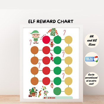 Elf Sticker Reward Chart, Behaviour Incentive, Potty Training, Daily Chores, PDF
