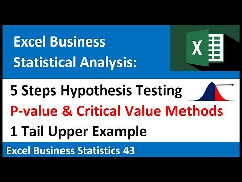 Excel Statistical Analysis 43: Hypothesis Testing: P-value & Critical Value Methods: 1 Tail Upper