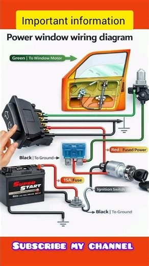 Power window wiring diagram #electricaltips