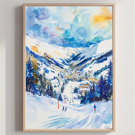 Davos Ski Resort Switzerland Europe Watercolor Print: Vacation Travel Art Poster - Etsy Australia
