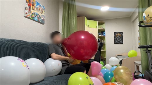 Blow to pop a beautiful big balloon