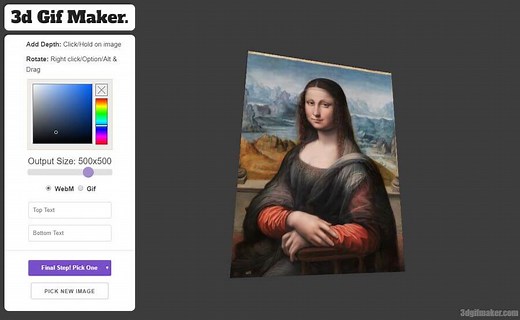 Crear GIF 3D animados a partir de una imagen con 3D Gif Maker