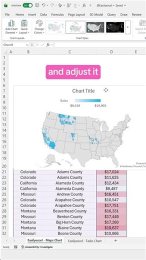 How to create a Map Chart in Excel #excel #excelcharts #spreadsheet s eadsheet