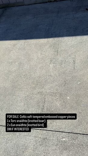 3.8K views | FOR SALE - Small soft tempered Celtic copper embossed pieces. Block mounted, backed with natural beeswax. 2 x Eun snaidhte (knotted bird) designs - 200mm round disk. 1 x Torc snaidhte (knotted boar) design - aged copper - 200mm x350mm. DM if interested. #celticdesign #scottish #irish #copper #copperart #celticknot #heritage | Marty Wilkinson | Facebook