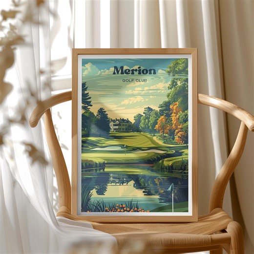 Merion Golf Club, Pennsylvania Travel Poster, Philadelphia Poster, US Golf, Gifts for Golfers, Home Decor for Golf Fans, Golfer Gift for Men - Etsy