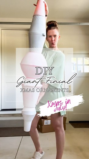 Ana Ochoa | Sunrise Valley Farm Co. on Instagram: "Ummmmm I’m OBSESSED with these DIY Giant Finial Christmas Ornaments!😍 These aren’t finished because I only have a very short window each morning to spray paint them before the heat sets in, but they’re coming along nicely and I couldn’t wait to share them with you! These will be going on our front porch for Christmas this year and I can hardly wait to see them fully styled! Come back to see these giant ornaments fully completed very soon, and o