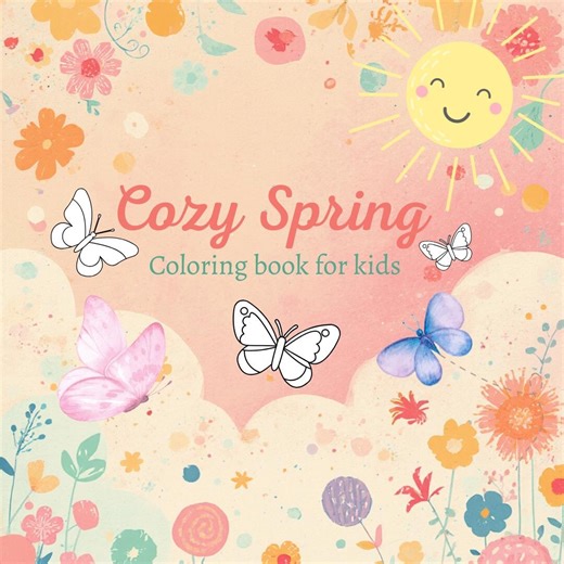 Cozy Spring Coloring Pages for Kids – Flowers, Animals, Garden Scenes (PDF Download) - Etsy