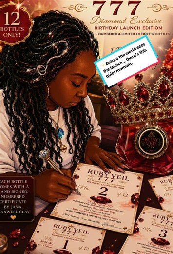 ✨ Before the world sees the launch… there’s this quiet moment. Just me, a pen, and 12 certificates waiting to become history. ❤️‍🔥 Success isn’t always loud. Sometimes it sounds like a signature moving across paper after years of praying, creating, perfecting, and refusing to give up. One by one, I’m hand-signing each certificate for the Ruby Veil 777 Diamond Exclusive Birthday Launch Edition,numbered and limited to only 12 bottles. This isn’t just perfume. This isn’t just a certificate. This i