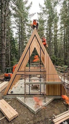 Building an A-Frame Cabin in the Forest | Construction Timelapse