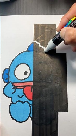 【ハンギョドン】を半分光らせて描いてみた！Drawing HANGYODON with Posca Makers! #drawing #sanrio #posca