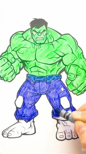 Coloring Hulk 💪 #coloringforkids #crayoncoloring #funartforkids #shorts