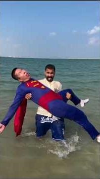 I Saved Superman from Drowning! 😂🌊 #Ahmedkarim #shorts #prank #funny