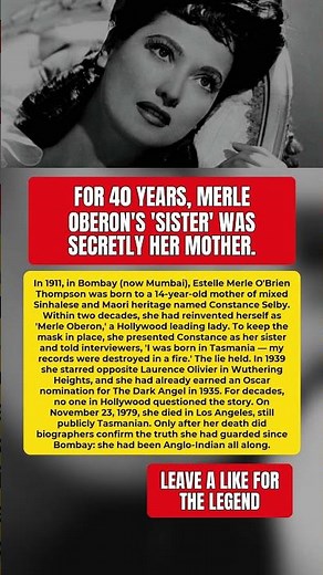 Merle Oberon died hiding the truth about her birth #MerleOberon