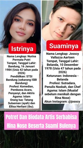 potret dan biodata rina nose dan suami bulenya #shorts #artist