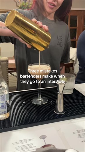 We have seen quite a bit of people interview where we work and these are the biggest mistakes that end up resulting in a “this isnt gonna work out”. 😬 That being said- not all bars are the same! Some bars care about these things, others could not care less. #cocktails #bartender #bartendingtiktok #restaurantlife #serviceindustry #bartending #bartendertiktok #serviceindustrylife