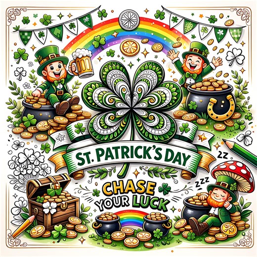 St Patrick's Day Coloring Pages for Kids | Lucky Clover Rainbow Leprechaun Printable Coloring Book | Pot of Gold Activity | Instant Download - Etsy