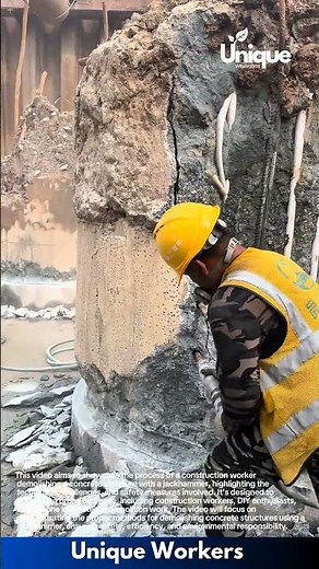 Demolition work: breaking down concrete with a jackhammer