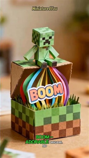 Origami Cute Exploding Creeper #miniature #miniatureworld #minecraft #shorts