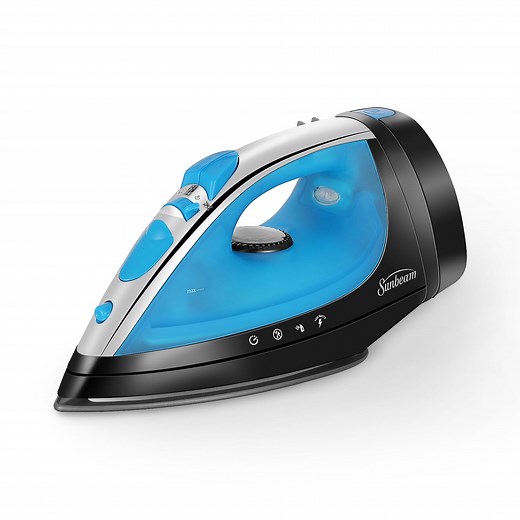 Sunbeam 1400W Steammaster Iron with Shot of Steam and Retractable Cord, Blue and Black Finish