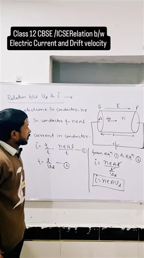 Akhilesh Agrahari on Instagram: "Class 12 Cbse/Icse Derivation of Electric Current and Drift velocity #physics #education #trendingvideo #viralreel"