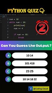 Python While Loop with Break – Easy Example #python #pythonquiz #pythonchallenge #coding #pythonprogramming #codingtips #CodingLife #pythondeveloper #LearnPython #codingreels | Coding Cloud