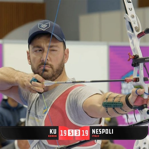 What a way to decide the winner! 🥇🔥 Mauro Nespoli delivers the perfect arrow in the shoot-off to take the gold. #IndoorWorldSeries | World Archery