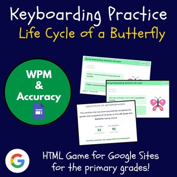 Spring Keyboarding Game for Google Sites | Life Cycle of a Butterfly Typing