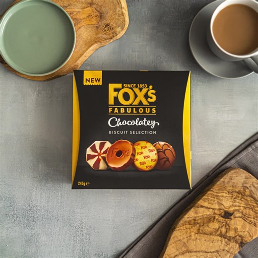 Our new Fabulous Chocolatey Biscuit Selection is made with our most chocolatey fans in mind . White, Milk and Dark Chocolate Shortcake Halos, the eye-catching Marbled Double Chocolate Viennese, the delicious Milk Chocolate Fudge Sundae, and of course our classic Milk Chocolate Chocolatey Round. If you're a chocolate lover, then this is the box that's got every box ticked. It's perfect for sharing! | Fox's Biscuits