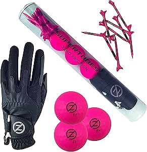 Zero Friction Men's SuperTube Golf Kit (Includes 3 Golf Balls, 1 Universal fit Glove, and Pack of Golf tees)