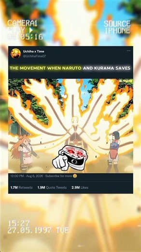THE MOVEMENT WHEN NARUTO AND KURAMA SAVES THE DAY 🔥🦊#uchiha #naruto