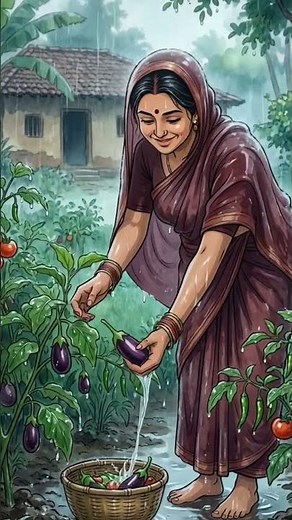 Rain + Fresh Vegetables = Pure Peace 🌧️🥬 (Ghibli Style)