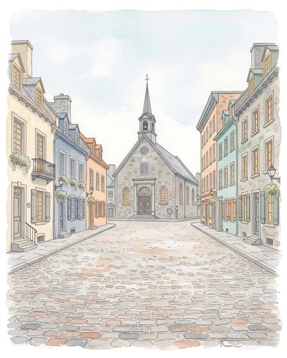 Quebec City Place Royale Watercolor Print, Historic Old Town Wall Art (digital Download) - Etsy