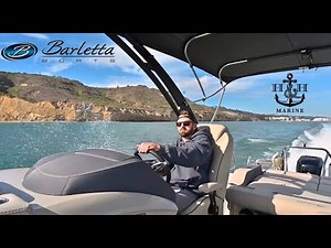 25' Pontoon Boat Offshore in Ocean from Mission Bay To San Diego Bay California and Coronado Bridge
