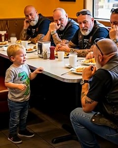 LITTLE BOY WALKED TO OUR TABLE OF BIKERS AND ASKED, "CAN YOU K*LL MY STEPDAD FOR ME?" Every conversation stopped. Fifteen leather-clad veterans sat frozen, staring at this tiny kid in a dinosaur shirt who’d just asked us to commit murder like he was requesting extra ketchup. His mother was in the bathroom, had no idea her son had approached the scariest-looking table in the Denny’s, had no idea what he was about to reveal that would change all our lives forever. “Please,” he added, his voice sma