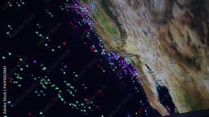 Zooming maritime traffic around USA America Camera shot computer screen monitor Pixels visible