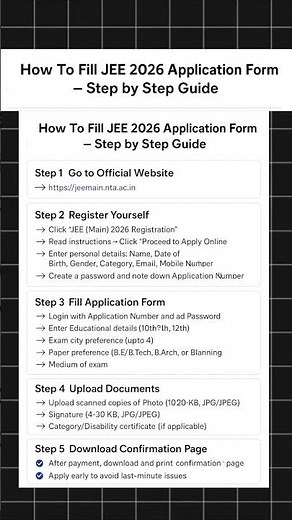 Complete Guide to Fill JEE Main 2026 Form ✅ | Registration, Documents & Fee Payment"