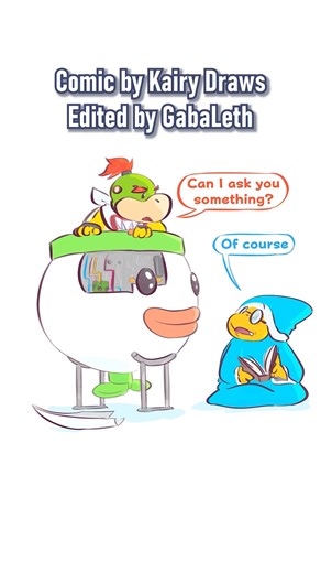 Gaba Leth on Instagram: "Bowser Jr asks about his dad's dad... | Comic by @_kairy_draws_ | Cast: Bowser Jr, Kamek - @kittylynnrose_va #bowserjr #kamek #bowser #supermario #bowserdad"