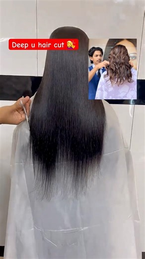 Deep u hair cut 💇‍♂️✂️❤️‍🔥 #longlayerhaircut #bobhaircut #haircut #haircare #hairstyles #hair