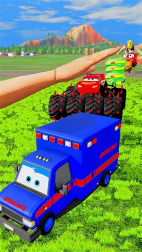 Colorful Small to Giant Cars vs Giant Hand Slap #3 - BeamNG.Drive