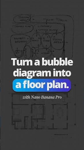 I turned this bubble diagram sketch into a floor plan in seconds with AI!