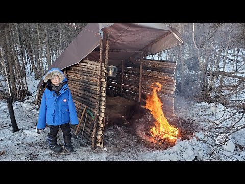 Bushcraft Survival Shelter - No Tent No Sleeping Bag Winter Camping