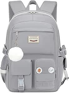 Classic Diamond School Backpack for Girls Laptop Backpack Cute Bookbag Kawaii College Backpack School Backpacks for Teens Girls Student (Grey)