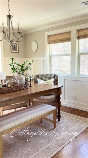 Come take a peek at our little dining room — cottage core spring edition. There is something so soul-settling about a space that feels collected, cozy, and kissed by the season. We're mixing beautiful spring green prints that layer together like they were always meant to be, tucking in pretty woven baskets that add that perfectly imperfect texture, and filling every corner with green and white stems that look like they were just picked from the garden this morning. 🌸🧺 No fuss. No perfectly mat