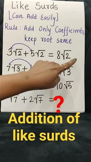 “Adding like surds is as easy as adding numbers—just combine the coefficients!”