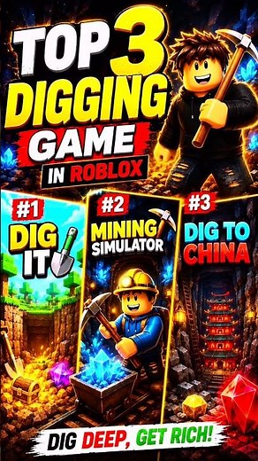 Top 3 Gigging Game In Roblox 🪏 #trending #robloxshorts #gaming #roblox #digginggame #robloxgames
