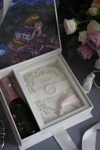 Destination Wedding Invitation Box - Ivory - With Department for Mini Champagne - Luxury Invitation - Personalized Gift - Etsy