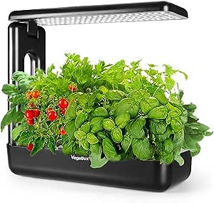 12 Pods Hydroponic Growing System, Indoor Herb Garden Kit with Grow Light, Smart Garden for Home and Kitchen, Indoor Plant Growing System, Herb Grower, Food Grade Material ABS (Black)