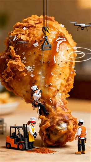 Tiny Chefs vs GIANT Fried Chicken! 🍗👩‍🍳👨‍🍳