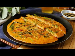 【キムチチヂミ】ニラとキムチがたっぷり！混ぜて焼くだけで簡単♪